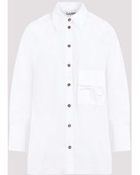 Ganni - White Oversize Raglan Cotton Poplin Shirt - Lyst