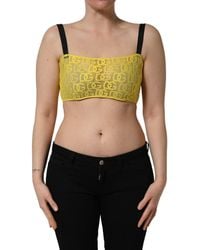 Dolce & Gabbana - Yellow Cotton Crepe Chiffon Crop Bralette Top - Lyst
