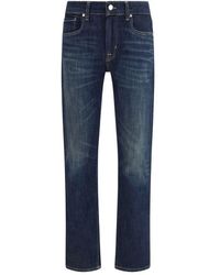 7FOR - Blue Cotton Flared Jeans - Lyst