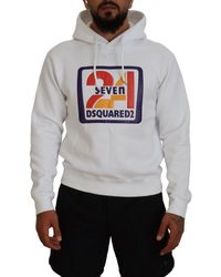 DSquared² - Cotton Hooded Printed Pullover Sweater - Lyst