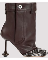 Loewe - Brown Shitake Lamb Leather Toy Strassed Ankle Boot - Lyst