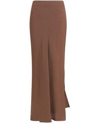 Brunello Cucinelli - Brown Viscose Long Skirt - Lyst