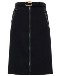 Gucci - Gonna Nera Con Zip E Cintura - Lyst