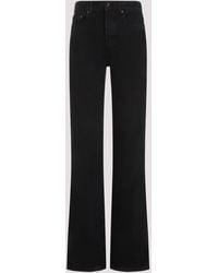 Saint Laurent - Plain Carbon Black Cotton Long Straight Oklahoma Pants - Lyst