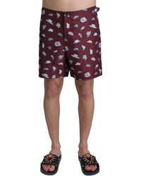 Dolce & Gabbana - Maroon Hats Print Beachwear Shorts Swimwear - Lyst