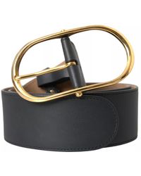 Dolce & Gabbana - Leather Oval Metal Buckle Belt - Lyst