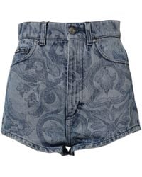 Dolce & Gabbana - Printed Denim Shorts - Lyst
