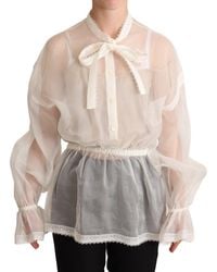 Dolce & Gabbana - Elegant Silk Blend Long Sleeve Blouse - Lyst