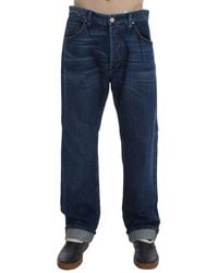 Acht - Blue Wash Cotton Baggy Loose Fit Jeans - Lyst