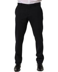 Dolce & Gabbana - Black Wool Tapered Leg Dress Trouser Pants - Lyst