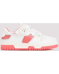 Acne Studios - White And Pink Low Top Leather Sneakers - Lyst