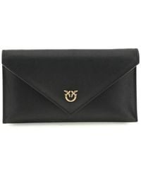 Pinko - Black Calf Leather Bos Taurus Clutch Bag - Lyst