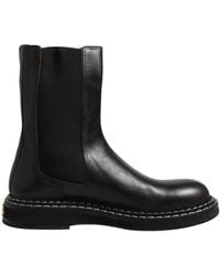 Dolce & Gabbana - Black Leather Mid Calf Boots Flats Shoes - Lyst