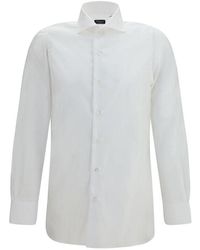 Finamore 1925 - White Cotton Dress Shirt - Lyst