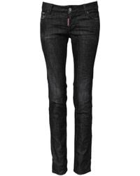 DSquared² - Black Cotton Low Waist Skinny Denim Jeans - Lyst