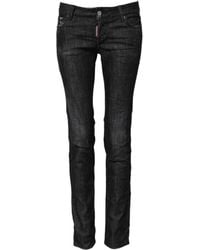 DSquared² - Black Cotton Low Waist Skinny Denim Jeans - Lyst