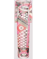 Emilio Pucci - Khaki Fuxia Polyamide Long Dress - Lyst
