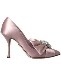 Dolce & Gabbana - Crystal-Embellished Silk Bow Pumps - Lyst