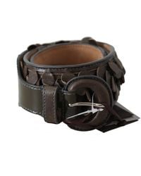 Ermanno Scervino - Dark Brown Leather Round Buckle Waist Belt - Lyst