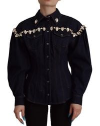 Dolce & Gabbana - Denim Crystal Embellish Cotton Jacket - Lyst