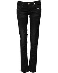 Acht - Black Cotton Slim Fit Denim Low Waist Denim Jeans - Lyst