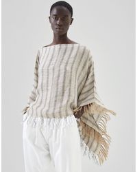 Brunello Cucinelli - Black Linen Poncho - Lyst