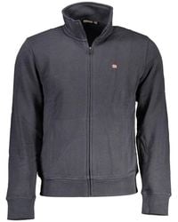 Napapijri - Black Cotton Men Sweater With Zip And Pockets - Lyst