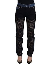 Dolce & Gabbana - Lace Panel Denim Jeans Modelpan74208 - Lyst