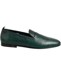Dolce & Gabbana - Dark Green Embossed Leather Loafers Shoes - Lyst