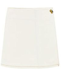 Ganni - White Cotton Mini Skirt - Lyst
