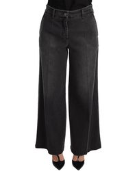 Dolce & Gabbana - Gray Washed Mid Waist Wide Leg Denim Jeans - Lyst