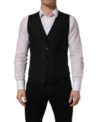 Dolce & Gabbana - Black Wool Single Breasted Waistcoat Vest - Lyst