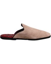 Dolce & Gabbana - Beige Capra Suede Slides Flat Slipper Shoes - Lyst