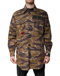Dolce & Gabbana - Leopard Cotton Collared Coat Jacket - Lyst