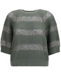 Brunello Cucinelli - Bicolor Cotton Sweatshirt - Lyst