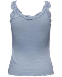 ONLY - Blue Cotton Tank Tops - Lyst