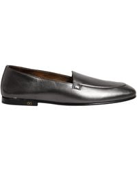 Dolce & Gabbana - Silver Leather Dg Logo Slip On Loafers Shoes - Lyst