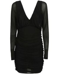 Saint Laurent - Draped Cupro Mini Dress - Lyst