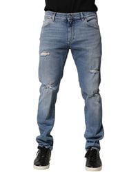 Dolce & Gabbana - Blue Washed Skinny Cotton Men Jeans - Lyst