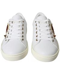 Dolce & Gabbana - White Leather Gold Red Heart Sneakers Shoes - Lyst