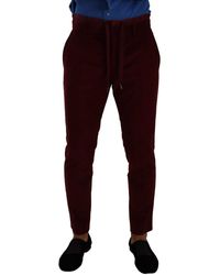 Dolce & Gabbana - Bordeaux Velvet Formal Trouser Dress Pants - Lyst