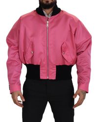 Dolce & Gabbana - Nylon Pinkfull Zip Bomber Jacket - Lyst