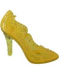 Dolce & Gabbana - Dolce Gabbana Yellow Floral Crystal Cinderella Heels Shoes - Lyst