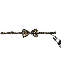 Dolce & Gabbana - Black Printed Silk Adjustableneck Papillon Bow Tie - Lyst