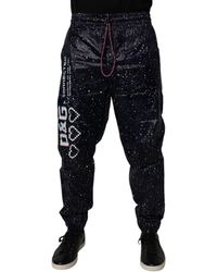 Dolce & Gabbana - Dark Blue Dg Game Print Cotton Jogger Pants - Lyst