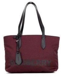Burberry - Small Burgundy Logo Branded Econyl Nylon Tote Shoulder Handbag Purse - Lyst