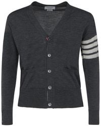 Thom Browne - Gray Fleece Wool Cardigan - Lyst