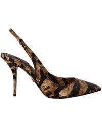 Dolce & Gabbana - Brown Slingbacks Leather Tiger Shoes - Lyst
