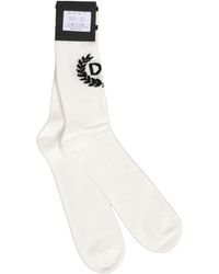 Dolce & Gabbana - White Cotton Dg Logo Mid Calf Accessory Socks - Lyst