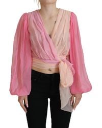 Dolce & Gabbana - Silk V-Neckline Wrap Blouse - Lyst